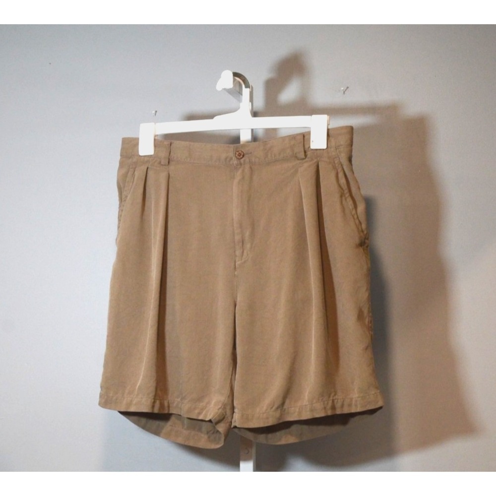 Tommy Bahama Men's Size 36 Waist 100% Silk Brown Bermuda Shorts Relaxed Fit